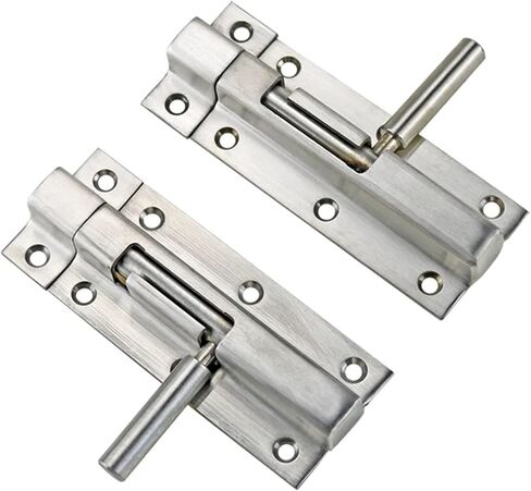 304 Stainless Steel Open Bolt Door Buckle Wooden Door Bolt Door Lock Buckle Thickened Old-Fashioned Door Latch 1Pcs(Brushed Finish R) in Kuwait