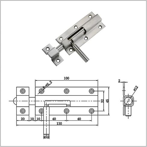 304 Stainless Steel Open Bolt Door Buckle Wooden Door Bolt Door Lock Buckle Thickened Old-Fashioned Door Latch 1Pcs(Brushed Finish R) in Kuwait