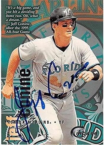 Autograph Warehouse 421165 Jeff Conine Autographed Baseball Card Florida Marlins 1996 Circa No.128 in Saudi Arabia
