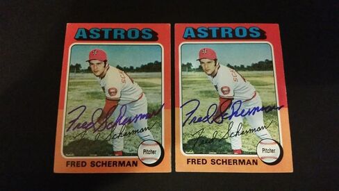 Fred Scherman Astros 1975 Topps #252 Tigers Signed Authentic Autograph FB15 - Autographed Baseball Cards in Saudi Arabia