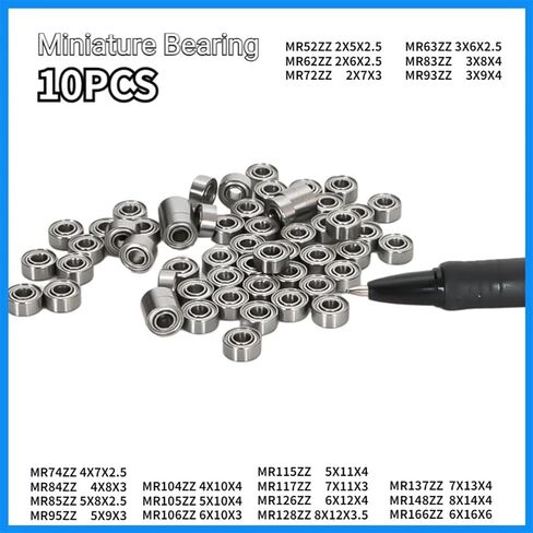 10pcs Miniature Bearing MR52 62 72 63 83 93 74 84 85 95 104 105 106 115 117 126 128 137 148 166ZZ(ABEC 5,MR72ZZ 2X7X3) in Saudi Arabia