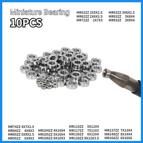 10pcs Miniature Bearing MR52 62 72 63 83 93 74 84 85 95 104 105 106 115 117 126 128 137 148 166ZZ(ABEC 5,MR72ZZ 2X7X3) in Saudi Arabia