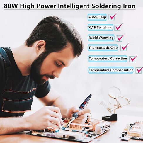 Soldering Iron Kit, 100W High-Power LCD Digital Soldering Iron, Circuit Board Repair Soldering Kit with Magnifying Glass Helping Hands, Adjustable Temperature Solder Welding Tools in Saudi Arabia