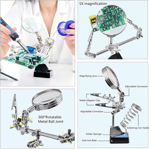 Soldering Iron Kit, 100W High-Power LCD Digital Soldering Iron, Circuit Board Repair Soldering Kit with Magnifying Glass Helping Hands, Adjustable Temperature Solder Welding Tools in Saudi Arabia