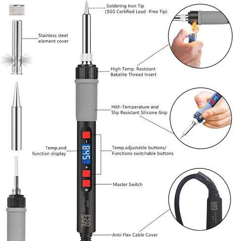 Soldering Iron Kit, 100W High-Power LCD Digital Soldering Iron, Circuit Board Repair Soldering Kit with Magnifying Glass Helping Hands, Adjustable Temperature Solder Welding Tools in Saudi Arabia