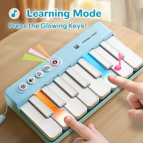 iPlay ، لعبة ilearn Kids Mini Piano Toy w/Rainbow Lights ، Portable Travel Piano Keyboard Toddlers Musical Musical Gift ، Music Interactive Birthday Gift for 2 3 4 5 5 6 year boys children in Kuwait