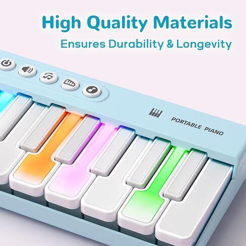 iPlay ، لعبة ilearn Kids Mini Piano Toy w/Rainbow Lights ، Portable Travel Piano Keyboard Toddlers Musical Musical Gift ، Music Interactive Birthday Gift for 2 3 4 5 5 6 year boys children in Kuwait