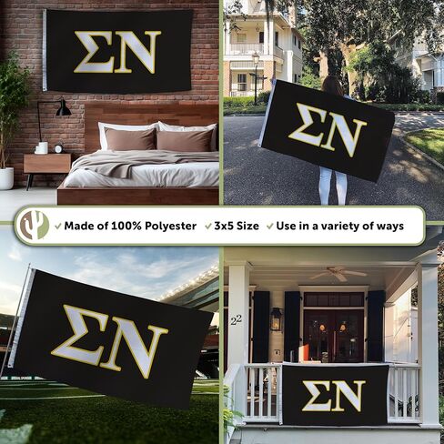 Desert Cactus Sigma Nu Fraternity Flag - Lanner اليونانية ، 3 × 5 أقدام كبيرة - للديكور والأحداث وعرض Sig Nu Pride (رسالة) in Saudi Arabia