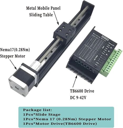Mini Precision T-type Sliding Table 50 ~ 400mm Stroke 4/8mm Pitch Self Lock Table مع NEMA17 Stepper Motor TB6600 Drive (8 Pitch-150mm) in Kuwait