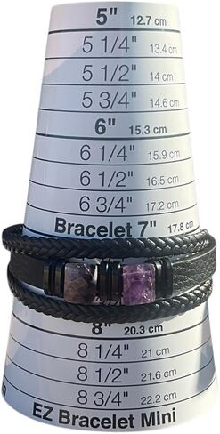 mkat Men's Genuine Leather Bracelet with Natural Stone, Natural Gemstone Bracelet, Black Leather Bracelet for Men, Amethyst Bracelet, Lapis Lazuli Bracelet, Cushion Cut Gemstone Bracelet in Saudi Arabia