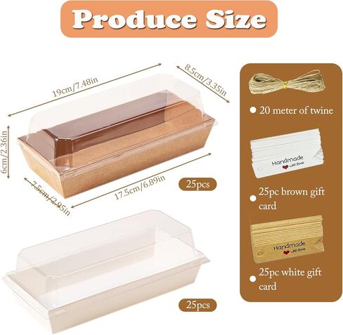 50 حزمة صناديق charcuterie صغيرة مع أغطية واضحة 7.5 "LX 3.3" W- للذهاب إلى حاويات Mini Treat Mini ، وحاويات المخبز المتاح المستطيل ، وصناديق الحلوى لملفات تعريف الارتباط ، شوكولاتة شريحة الكعكة (50) in Kuwait