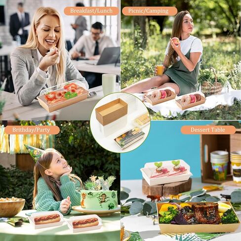50 حزمة صناديق charcuterie صغيرة مع أغطية واضحة 7.5 "LX 3.3" W- للذهاب إلى حاويات Mini Treat Mini ، وحاويات المخبز المتاح المستطيل ، وصناديق الحلوى لملفات تعريف الارتباط ، شوكولاتة شريحة الكعكة (50) in Kuwait