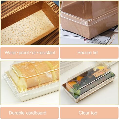 50 حزمة صناديق charcuterie صغيرة مع أغطية واضحة 7.5 "LX 3.3" W- للذهاب إلى حاويات Mini Treat Mini ، وحاويات المخبز المتاح المستطيل ، وصناديق الحلوى لملفات تعريف الارتباط ، شوكولاتة شريحة الكعكة (50) in Kuwait