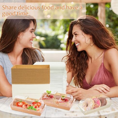 50 حزمة صناديق charcuterie صغيرة مع أغطية واضحة 7.5 "LX 3.3" W- للذهاب إلى حاويات Mini Treat Mini ، وحاويات المخبز المتاح المستطيل ، وصناديق الحلوى لملفات تعريف الارتباط ، شوكولاتة شريحة الكعكة (50) in Kuwait