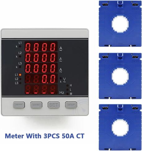 Three Phase Voltage Current and Frequency LED Digital Meter (L-L) (L-N) with Transformer 3Pcs(Meter with 100A CT) in Saudi Arabia