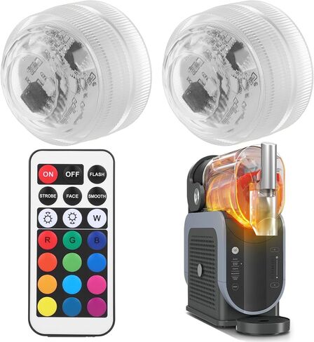 2 Pack Reusable LED Capsule Lights for Ninja Slushie FS300/FS301 - No Installation, 13 Colors & 4 Modes, Wireless Remote | Bottle Cap-Sized Accessoriesor Slushie Machine in Saudi Arabia