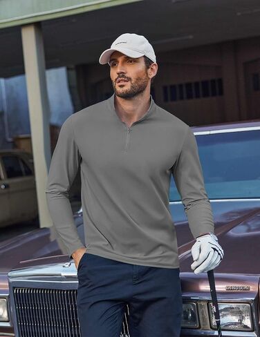 COOFANDY Mens Quarter Zip Pullover UPF 50+ Long Sleeve Sun Protection Shirts Golf Fishing Running Rash Guard T-Shirts in Saudi Arabia