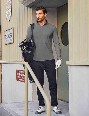 COOFANDY Mens Quarter Zip Pullover UPF 50+ Long Sleeve Sun Protection Shirts Golf Fishing Running Rash Guard T-Shirts in Saudi Arabia