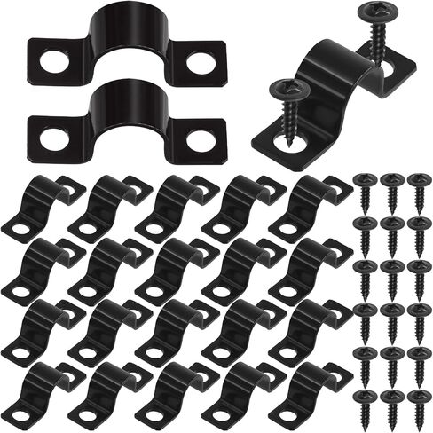 SWPEET 25pcs 10 مم مشبك قوس U ثقب U مع مجموعة مسامير ذاتية تنصت على 50 بكسل ، ومشبكات للأنابيب المعدنية ، ومشابك حزام الأنابيب ، ومقاطع توتر القناة لتثبيت الأنابيب أو الكابل in Saudi Arabia