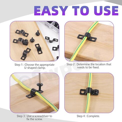 SWPEET 25pcs 10 مم مشبك قوس U ثقب U مع مجموعة مسامير ذاتية تنصت على 50 بكسل ، ومشبكات للأنابيب المعدنية ، ومشابك حزام الأنابيب ، ومقاطع توتر القناة لتثبيت الأنابيب أو الكابل in Saudi Arabia
