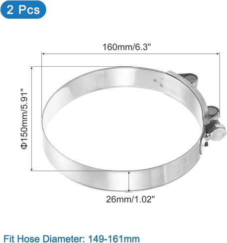 مشابك خرطوم uxcell 2pcs t-bolt ، 149-161 مم/5.87 "-6.34". in Saudi Arabia