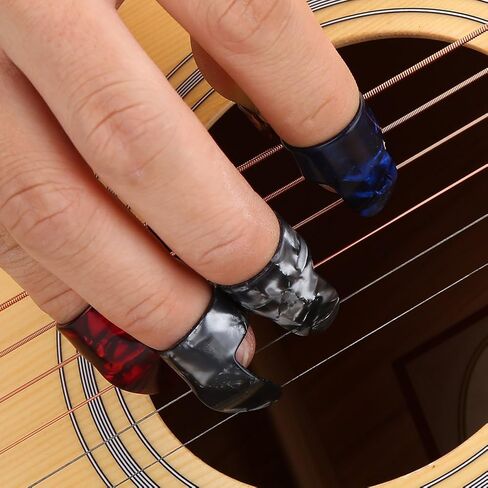 Metal Open Design Adjustable Finger Picks, Guitar Banjo Ukulele Plectrum with Storage Box, Durable Metal Material for Beginners and Stage Performance in Saudi Arabia