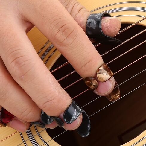 Metal Open Design Adjustable Finger Picks, Guitar Banjo Ukulele Plectrum with Storage Box, Durable Metal Material for Beginners and Stage Performance in Saudi Arabia