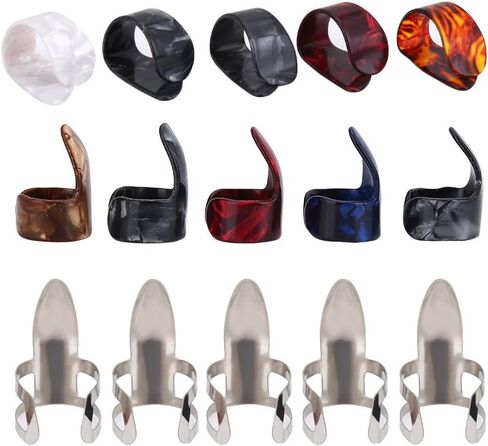 Metal Open Design Adjustable Finger Picks, Guitar Banjo Ukulele Plectrum with Storage Box, Durable Metal Material for Beginners and Stage Performance in Saudi Arabia
