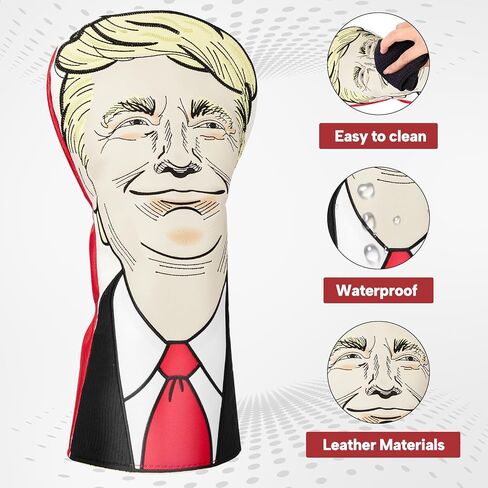 يغطي نادي الجولف غلاف السائق المضحك Fariway Wood Headcover Hybrid Head Cover Cover Leather Leather Golf Cover Leather Reep in Kuwait
