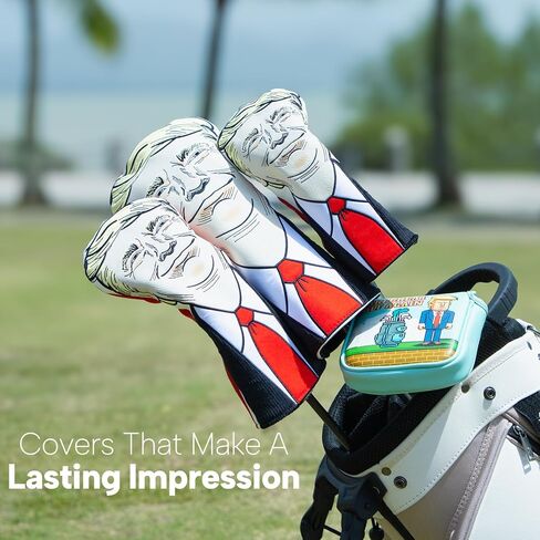 يغطي نادي الجولف غلاف السائق المضحك Fariway Wood Headcover Hybrid Head Cover Cover Leather Leather Golf Cover Leather Reep in Kuwait