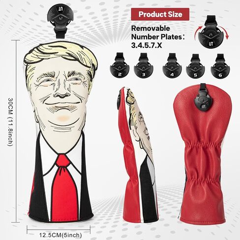 يغطي نادي الجولف غلاف السائق المضحك Fariway Wood Headcover Hybrid Head Cover Cover Leather Leather Golf Cover Leather Reep in Kuwait