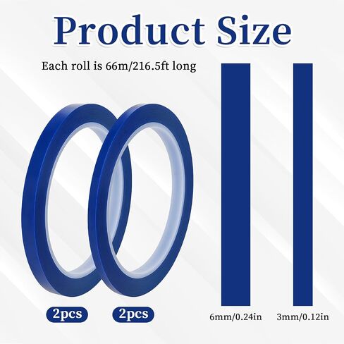 4 Rolls Fine Line Tape ، أشرطة Pinstripe Finleline متعددة الحجم ، 2 لفة 1/4 في × 36 YD و 2 ROLL 1/8 في أشرطة تقنيع Fineline × 36 YD ، شريط pinstripe مرن لفن طلاء السيارات DIY ، الأزرق in Saudi Arabia