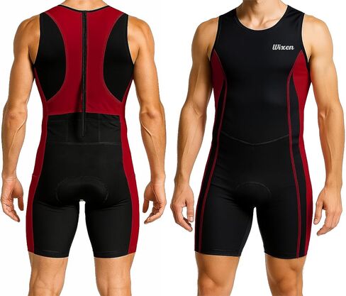 Wixen Men’s Triathlon Suit – Padded One-Piece Sleeveless Trisuit with Rear Zipper for Running, Swimming, Cycling in Saudi Arabia