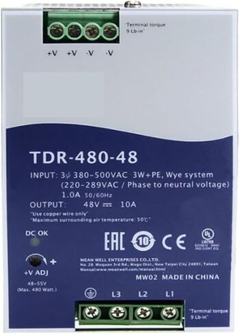 TDR-480 Switching Power Supply 380V إلى 24V/48V DC Rail (TDR-480-24) in Kuwait