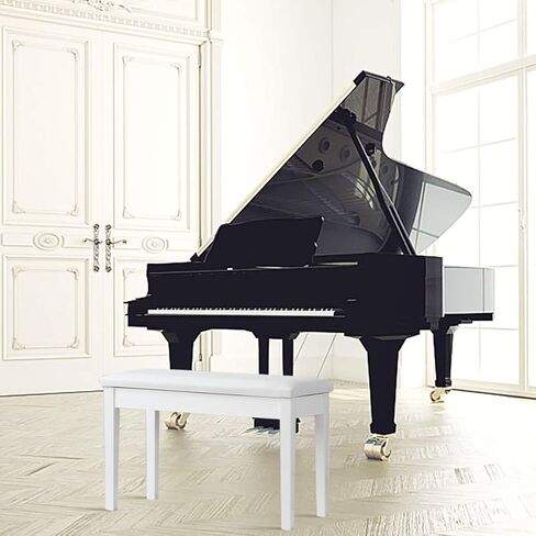 Goflame Duet Piano Bench ، Black ، Pu Leather ، Colld Wood Constract ، تخزين الموسيقى المخفية ، سعة تحميل 360 رطلاً ، 29.5 "× 14" × 19.5 " in Kuwait