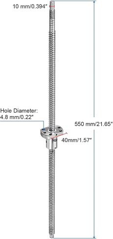 uxcell ballscrew SFU1204 (DIA 12mm ، الرصاص 4 مم ، طول 550 مم) مع مسامير كروية مكافحة كرات العكس مجموعة المسمار in Saudi Arabia