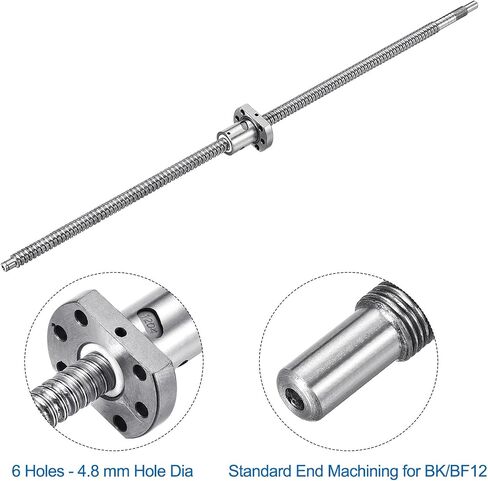 uxcell ballscrew SFU1204 (DIA 12mm ، الرصاص 4 مم ، طول 550 مم) مع مسامير كروية مكافحة كرات العكس مجموعة المسمار in Saudi Arabia