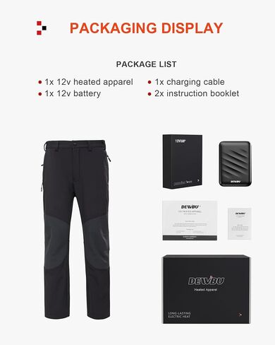 DEWBU Heated Pants for Men with 12V Battery Pack Fleece Lined Outdoor Softshell Pants Electric Heating Trousers in Saudi Arabia