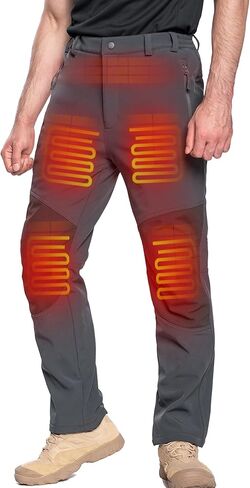 DEWBU Heated Pants for Men with 12V Battery Pack Fleece Lined Outdoor Softshell Pants Electric Heating Trousers in Saudi Arabia