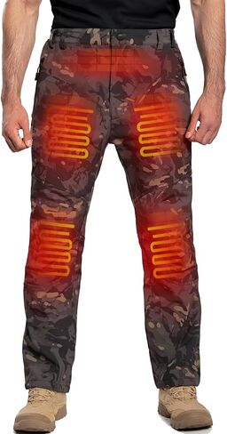 DEWBU Heated Pants for Men with 12V Battery Pack Fleece Lined Outdoor Softshell Pants Electric Heating Trousers in Saudi Arabia