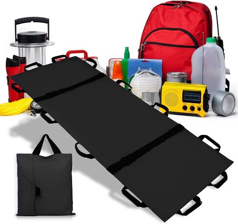 Portable Transport Stretcher with 12 Handles Carrying Bag Patient Animal Mover Travel Size Emergency Casualty Evacuation-Capacity 400lbs (Black2025) in Kuwait