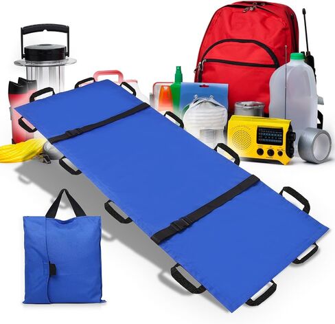 Portable Transport Stretcher with 12 Handles Carrying Bag Patient Animal Mover Travel Size Emergency Casualty Evacuation-Capacity 400lbs (Black2025) in Kuwait