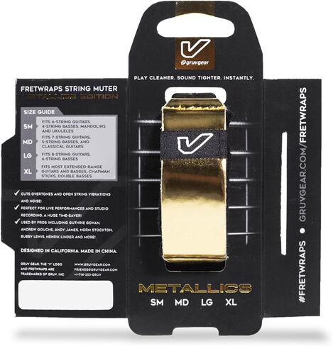 Gruv Gear Fretwraps Guitar String Dampener for Bass و Electric و Acoustic & Extended Range Guitars في الاستوديو والممارسة المباشرة - الرنين للتنصت والتسجيل - Metallics - Gold - Pack 1 in Kuwait