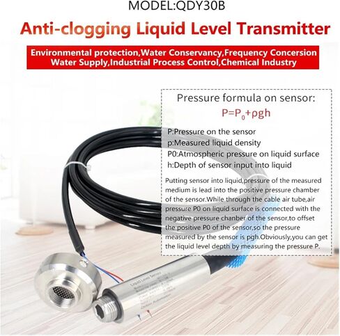 Anti-Clogging Level Pressure Sensor 0-10V Output 10m Cable Water Tank Liquid Level Transmitter Transducer(1-5v Range 3m) in Saudi Arabia