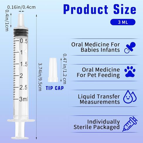 3 مل من المحقنة بدون إبرة 12pcs محاقن للسائل مع محاقن الغطاء عن طريق الفم للطب لتغذية الحبر الأساسية في مختبرات إعادة تعبئة حبر الزيت الصغيرة من أجل القياس الدقيق والتوصل in Saudi Arabia