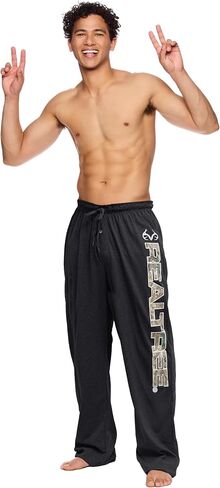 Realtree Black Pajama Pants for Men, Cotton-Poly Jersey PJ Pants, Men's Sleepwear PJ Bottoms (Black, X-Large) in Saudi Arabia