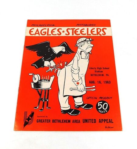 1963 Philadelphia Eagles في برنامج Pittsburgh Steelers NFL لكرة القدم 8-16-63-برامج اتحاد كرة القدم الأميركي in Saudi Arabia