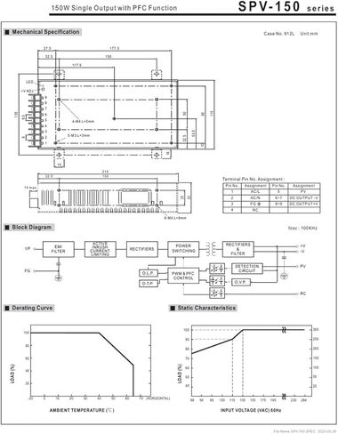 SPV-150-12/SPV-150-24/SPV-150-48 150W مزود طاقة الإخراج الفردي (SPV-150-24) in Kuwait