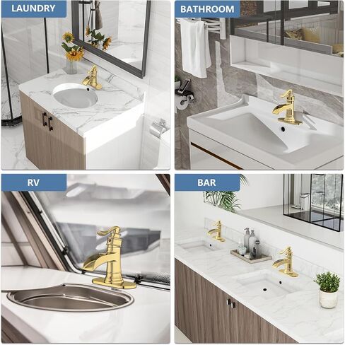 Homevacious Bathroom Faucet Copper Waterfall Bathroom Sink Faucets with Single Handle Rustic Vanity Farmhouse RV Faucet Suitable for 1 or 3 Holes with Pop-up Drain Deck Plate Hose in Kuwait