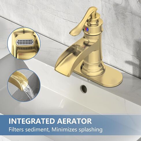 Homevacious Bathroom Faucet Copper Waterfall Bathroom Sink Faucets with Single Handle Rustic Vanity Farmhouse RV Faucet Suitable for 1 or 3 Holes with Pop-up Drain Deck Plate Hose in Kuwait